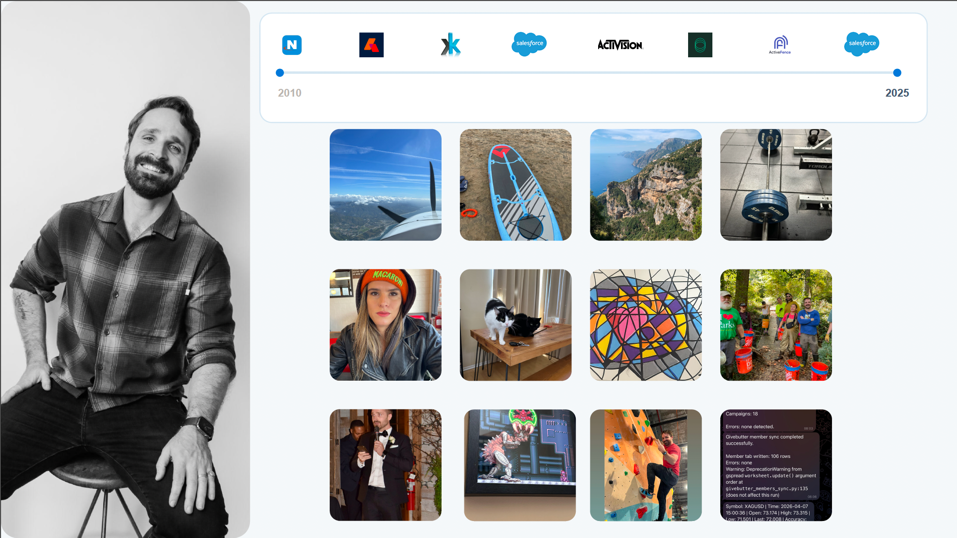 Collage showing Tim Cook's personal interests and timeline